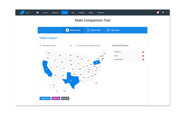 Namely Comply's state comparison tool