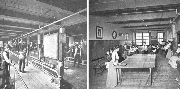  Pictured: One company at the 1904 conference shared that it had built a bowling alley and game room for employees. 