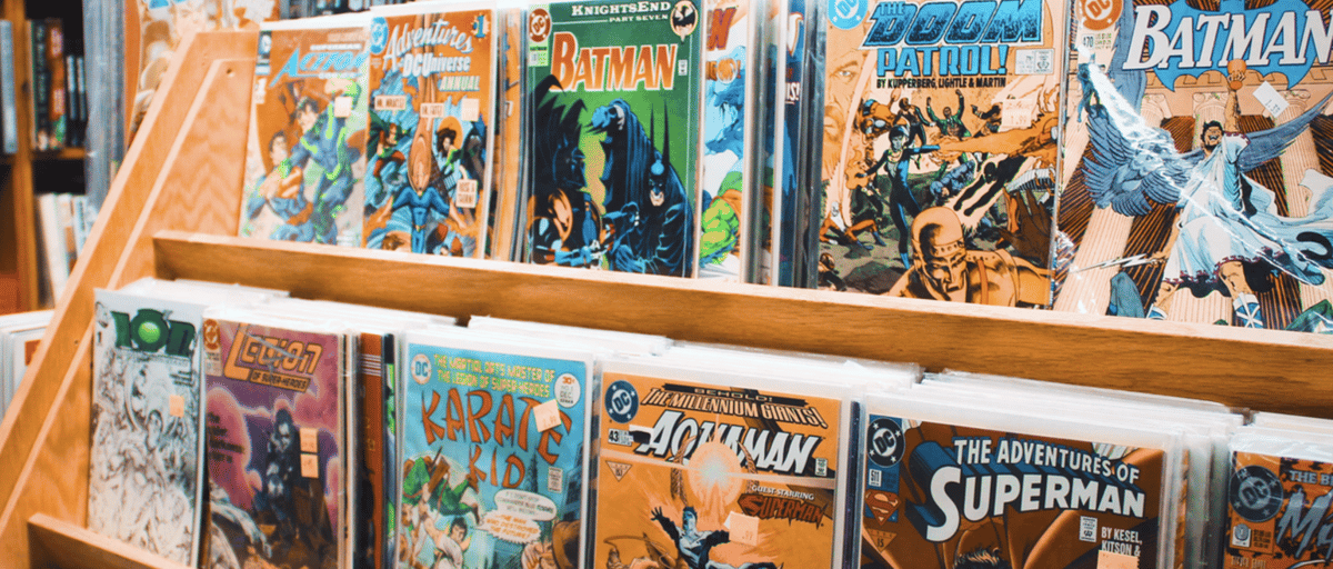 Superhero comic books. 