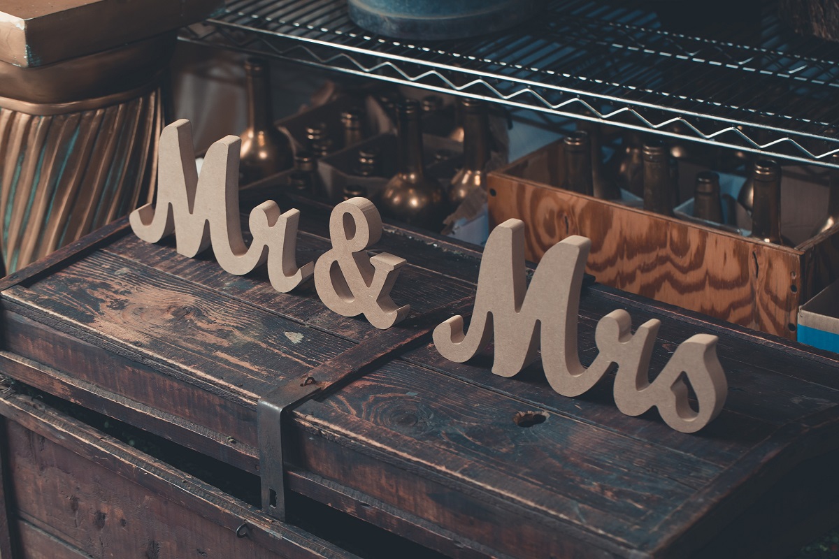 wooden mr & mrs signs